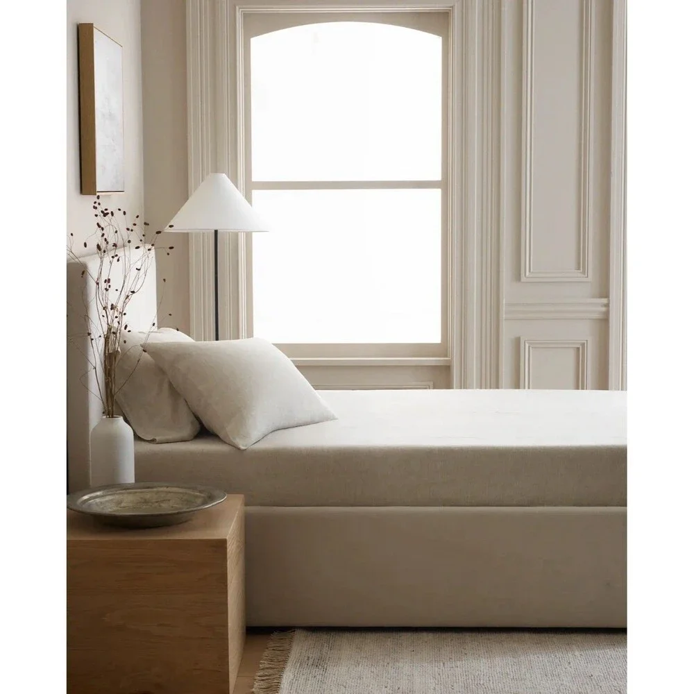 Quince King Fitted Sheet 2 Pillowcases  Linen Natural Chambray 3pc $144 Retail